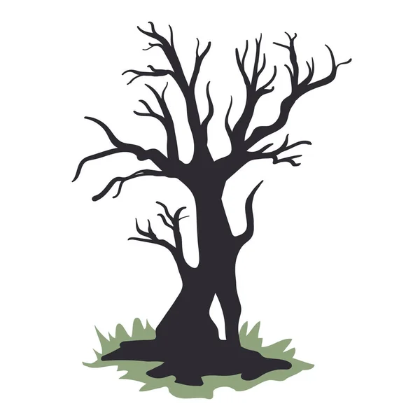 Silueta de un árbol muerto sin follaje. Ilustración vectorial, aislada sobre fondo blanco . — Archivo Imágenes Vectoriales