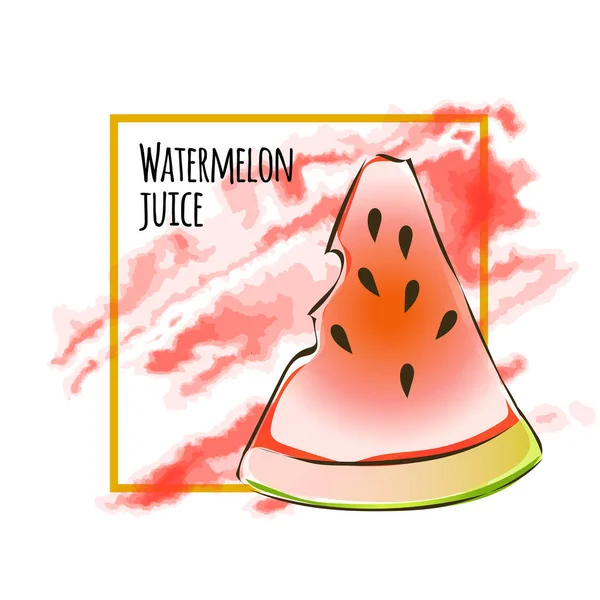 Juicy slice of watermelon. Vector illustration, isolated on white. — Stock Vector