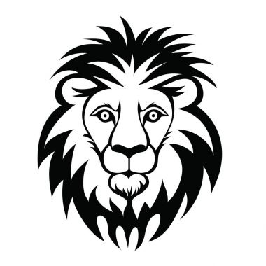Aslan başı. Vektör çizim, beyaz arka plan üzerinde izole.
