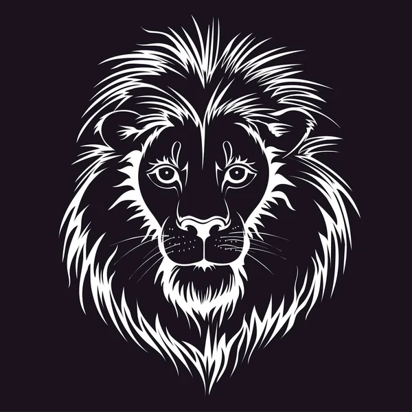 Lion head logo. Vector illustration, isolated on black background. — Stock Vector