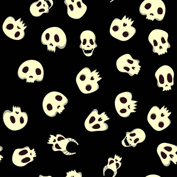 Бесшовный рисунок Хэллоуина с черепами. Векторная иллюстрация, выделенная на черном фоне . — стоковый вектор