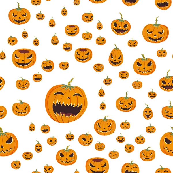 Halloween: vzor bezešvé s vyřezávanými pumpkinst. Jack-o lucernou. Vektorové ilustrace, izolované na bílém pozadí. — Stockový vektor