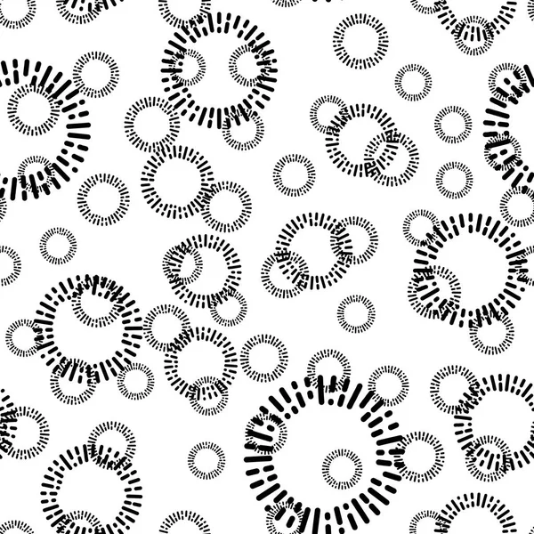 Simple seamless textile pattern with black round elements. Vector background. — Stock Vector