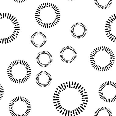 Basit Tekstil desen siyah yuvarlak elemanları ile. Vektör arka plan.