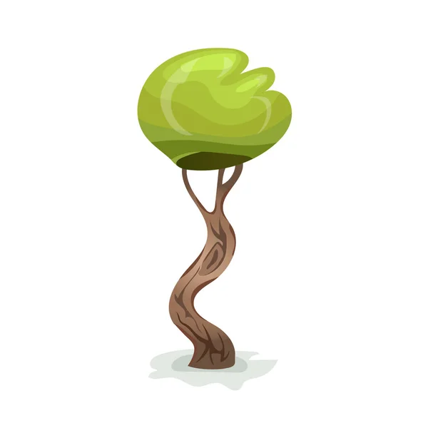 Árvore de desenhos animados verde. Ilustração vetorial, isolada sobre branco . — Vetor de Stock