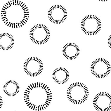 Basit Tekstil desen siyah yuvarlak elemanları ile. Vektör arka plan.