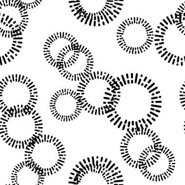 Basit Tekstil desen siyah yuvarlak elemanları ile. Vektör arka plan.