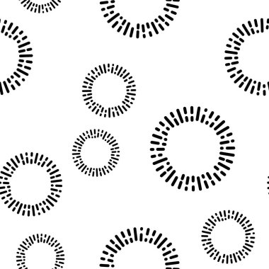 Basit Tekstil desen siyah yuvarlak elemanları ile. Vektör arka plan.