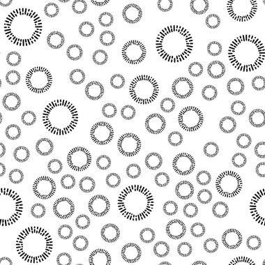 Basit Tekstil desen siyah yuvarlak elemanları ile. Vektör arka plan.