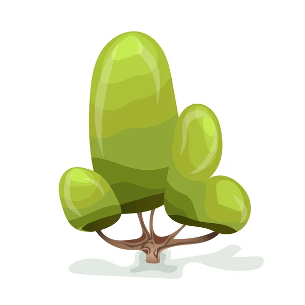 Árbol de dibujos animados verde. Ilustración vectorial, aislada en blanco . — Vector de stock