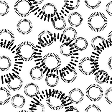 Basit Tekstil desen siyah yuvarlak elemanları ile. Vektör arka plan.