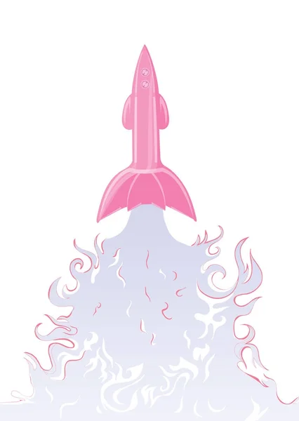 ロケットの打ち上げ、宇宙船と煙の雲。コピー スペースのベクトル図. — ストックベクタ