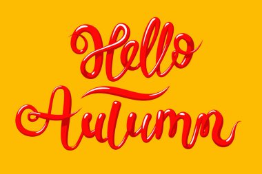 Merhaba sonbahar deyimle hat. 3d stil, vektör çizim çizilmiş yazı el.