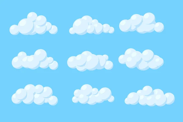 Ensemble de nuages vectoriels de dessins animés. Illustration isolée . — Image vectorielle