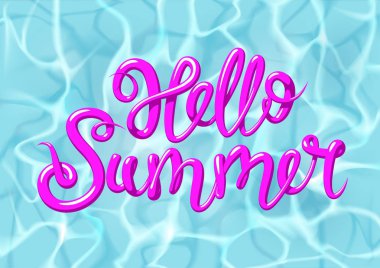 Hat su yüzey arka plan üzerinde Merhaba yaz ifade ile. 3d stil, vektör çizim çizilmiş yazı el.