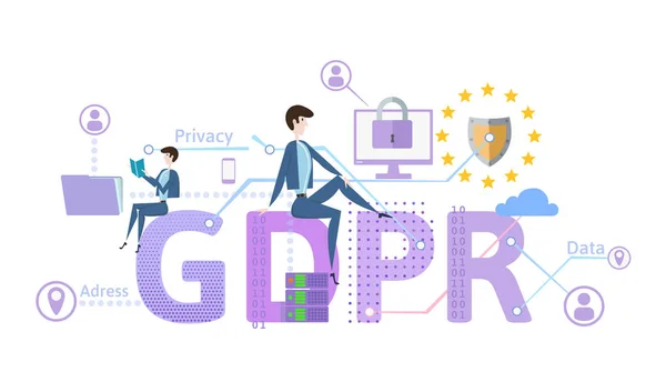 Ilustração do conceito do RGPD. Regulamento Geral de Proteção de Dados. A protecção dos dados pessoais. Vetor, isolado sobre branco . —  Vetores de Stock