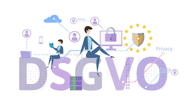 Nařízení o ochraně údajů Obecné. Gdpr, v němčině nazývá Dsgvo. Koncept vektorové ilustrace. Ochrana osobních údajů. Izolované na bílém. — Stockový vektor