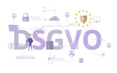 Genel veri koruma Yönetmeliği. Gdpr, Dsgvo Almanca olarak aradı. Kavram vektör çizim. Kişisel verilerin korunması. Beyaz izole.