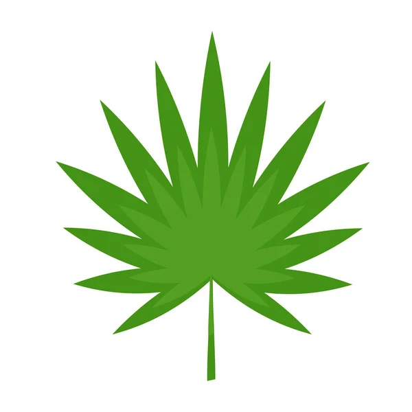 Зеленый лист растения, конопля. Изолированная векторная иллюстрация на белом . — стоковый вектор