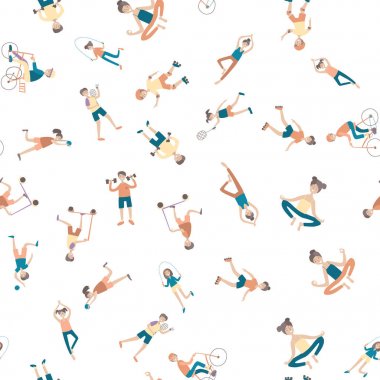Aktif yaşam tarzı, açık havada eğlence spor. Dikişsiz desen, vektör arka plan illüstrasyon.