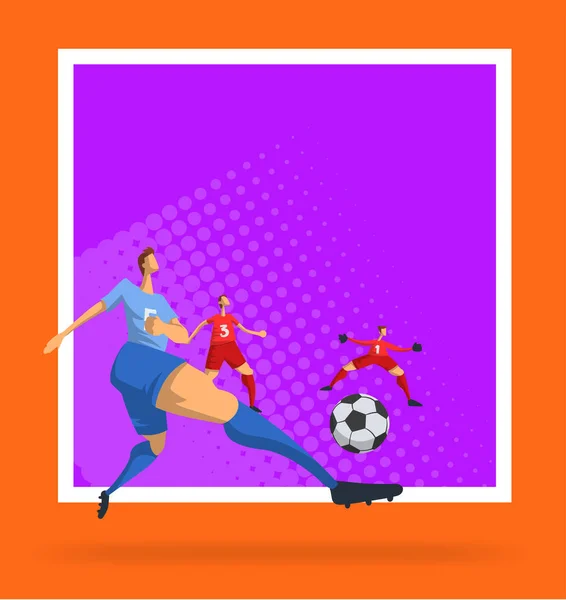 Fútbol jugadores de fútbol en estilo plano abstracto. Plantilla para póster deportivo. Ilustración vectorial . — Archivo Imágenes Vectoriales