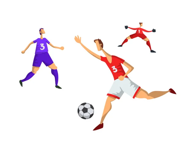 Futebol jogadores de futebol em estilo abstrato plana. Ilustração vetorial isolada sobre fundo branco . — Vetor de Stock