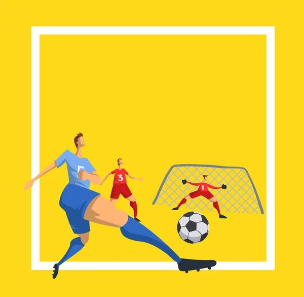 Futebol jogadores de futebol em estilo abstrato plana. Modelo para cartaz desportivo. Ilustração vetorial . — Vetor de Stock