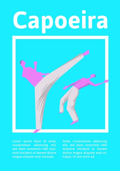Capoeira, den traditionella brasilianska kampsporten. Två män slåss. Vector illutration, mall för sport affisch. — Stock vektor