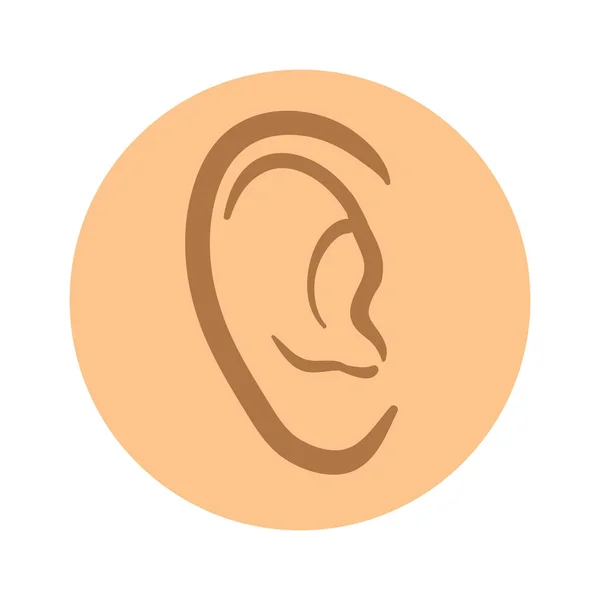 Menschliches Ohr. Vektor-Piktogramm-Illustration isoliert auf weißem Hintergrund. — Stockvektor
