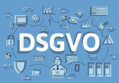 Dsgvo, Gdpr, vektör kavram çizim'in Almanca sürümü. Genel veri koruma Yönetmeliği, kişisel verilerin korunması.