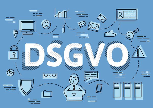 DSGVO, german version of GDPR, vector concept illustration. General Data Protection Regulation, the protection of personal data.