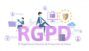 RGPD, Spanish and Italian version version of GDPR. General Data Protection Regulation. Concept illustration. The protection of personal data. Isolated on white background. clipart