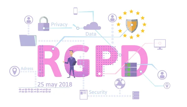 Rgpd, την ισπανική και την ιταλική έκδοση του ΑΕγχΠΠ. γενικός κανονισμός προστασίας δεδομένων. Εικονογράφηση έννοια. Την προστασία των δεδομένων προσωπικού χαρακτήρα. Απομονωμένα σε λευκό φόντο. — Διανυσματικό Αρχείο