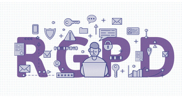 RGPD, испанская, французская и итальянская версия GDPR. Общие правила защиты данных. Концепция иллюстрации. Защита персональных данных. Изолированный на белом фоне
.