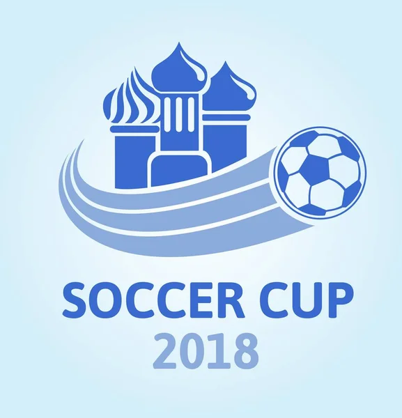 Logo para la Copa de fútbol 2018. Campeonato de fútbol. Domos de iglesia y pelota. Ilustración vectorial . — Archivo Imágenes Vectoriales