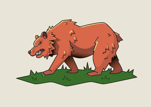 Orso arrabbiato, bestia pericolosa. Illustrazione vettoriale . — Vettoriale Stock