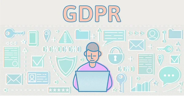 GDPR, RGPD, ilustración del concepto DSGGVO. Reglamento general de protección de datos. Protección de datos personales. Plantilla de diseño vectorial de encabezado del sitio web, banner o póster . — Vector de stock