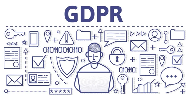 Gdpr, Rgpd, Dsggvo konsept illüstrasyon. Genel veri koruma Yönetmeliği. Kişisel verilerin korunması. Vektör tasarım Şablon Web sitesi başlık, başlık sayfası veya poster /. — Stok Vektör