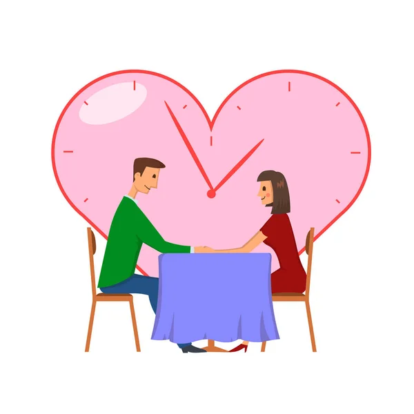 Speed dating, beyaz arka plan üzerinde izole kavramı vektör çizim. Erkek ve kadın bir tarihte. — Stok Vektör