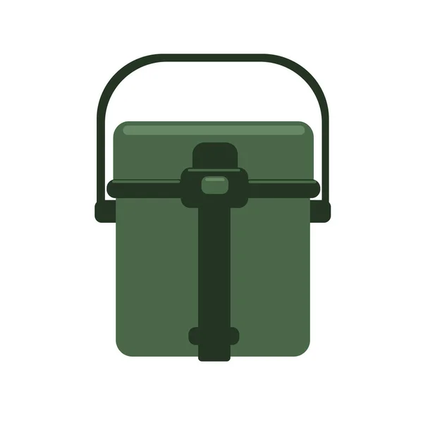 Una lata verde del ejército. Dixy Pot. Ilustración de icono plano vectorial, aislado sobre fondo blanco . — Vector de stock