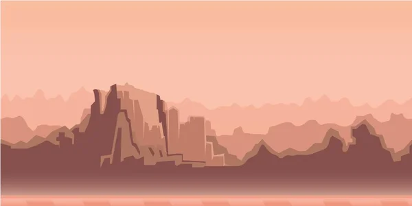 Paisaje matutino del cañón, tono beige. Ilustración vectorial. Estilo plano. Horizontal . — Vector de stock