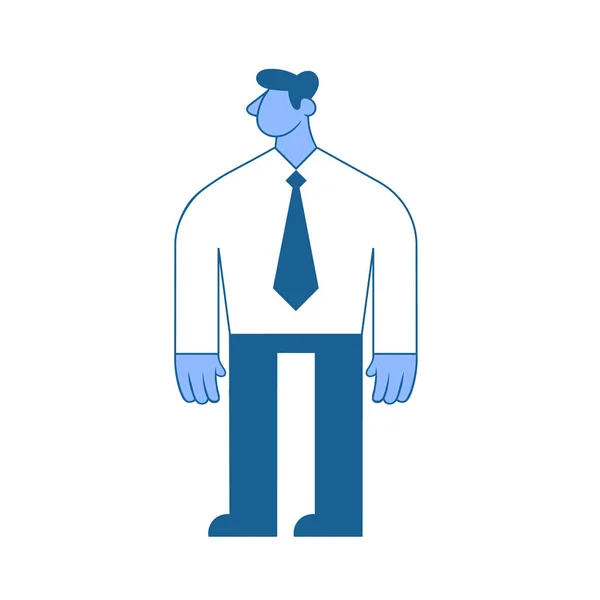Figura de hombre de negocios de pie en camisa blanca. Ilustración plana de caracteres vectoriales, aislada sobre fondo blanco . — Vector de stock
