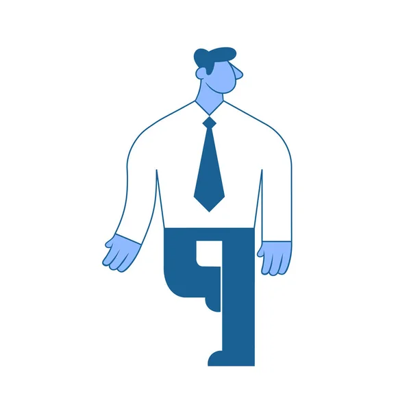Caminante hombre de negocios con camisa blanca. Ilustración plana, aislada sobre fondo blanco . — Vector de stock