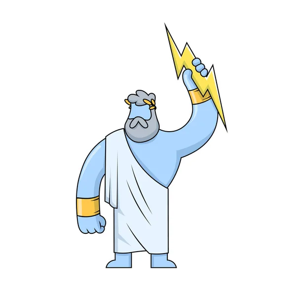 Zeus, el Padre de los Dioses y los hombres, antiguo dios griego del cielo. Mitología. Ilustración vectorial plana. Aislado sobre fondo blanco . — Vector de stock