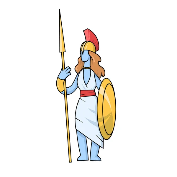 Atena, antica dea greca della saggezza, della guerra e delle arti utili. Mitologia. Illustrazione a vettore piatto. Isolato su sfondo bianco . — Vettoriale Stock