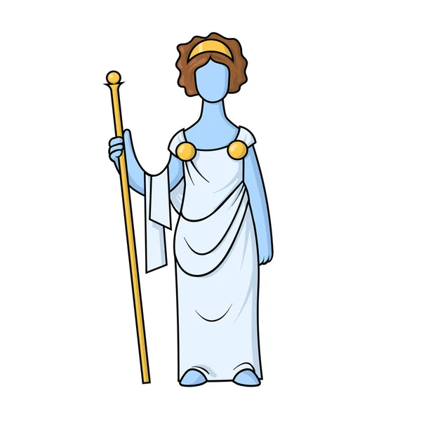 Hera, antigua diosa griega del matrimonio, las madres y las familias. Mitología. Ilustración vectorial plana. Aislado sobre fondo blanco . — Vector de stock