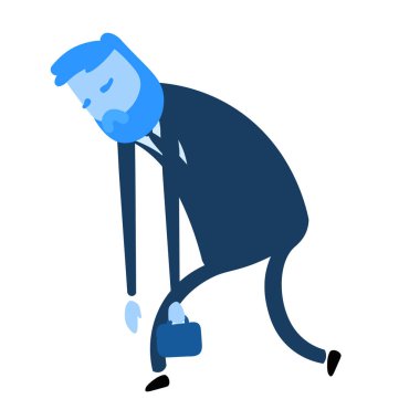 Yorgun iş adamı. Düz tasarım simgesi. Düz vektör çizimi. Beyaz arkaplanda izole.