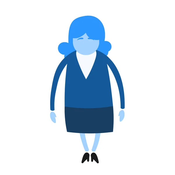 Cartoon γυναίκα χαρακτήρα στο κοστούμι των επιχειρήσεων. Εικονίδιο σχεδίασης κινουμένων σχεδίων. Πολύχρωμη επίπεδη διανυσματική απεικόνιση. Απομονωμένα σε λευκό φόντο. — Διανυσματικό Αρχείο
