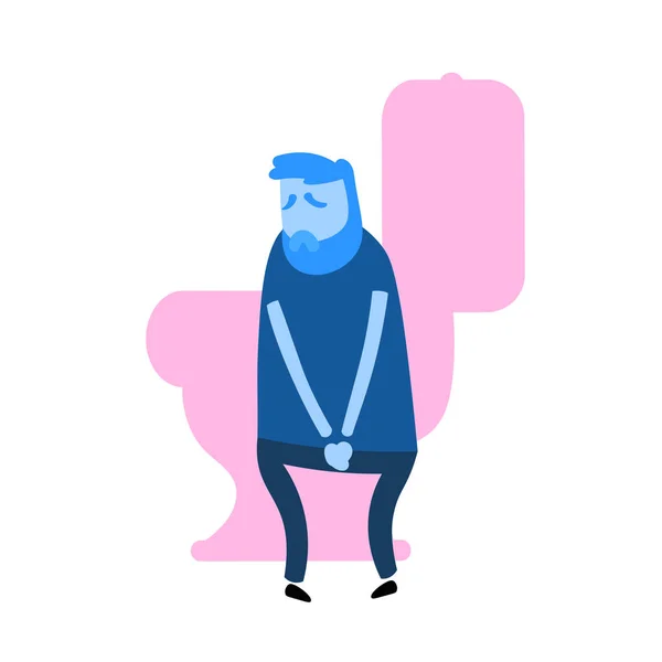 Man wanting to pee. Guy pressing hands against his stomach as if in pain. Flat design icon. Flat vector illustration. Isolated on white background. — 스톡 벡터