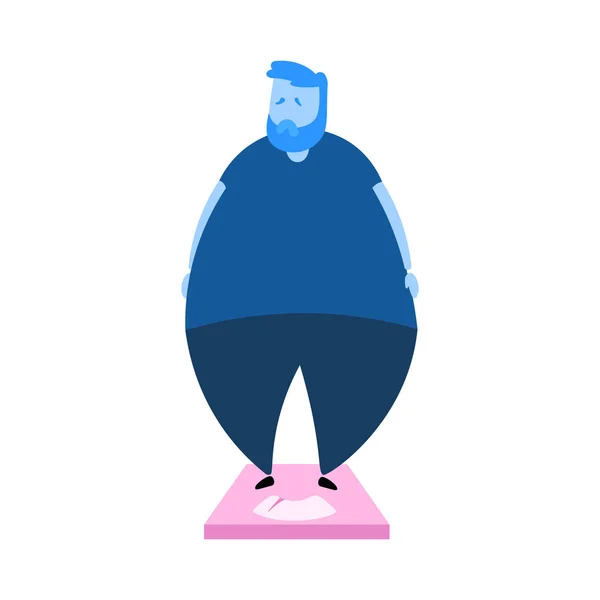 Overweight sad man. Obesity. Cartoon design icon. Flat vector illustration. Isolated on white background. — 스톡 벡터